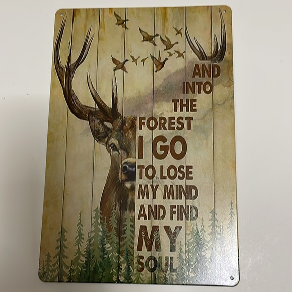 Hunting Deer And Duck And Into The Forest I Go Art Metal Wall Plaque Decor New - Picture 12 of 16
